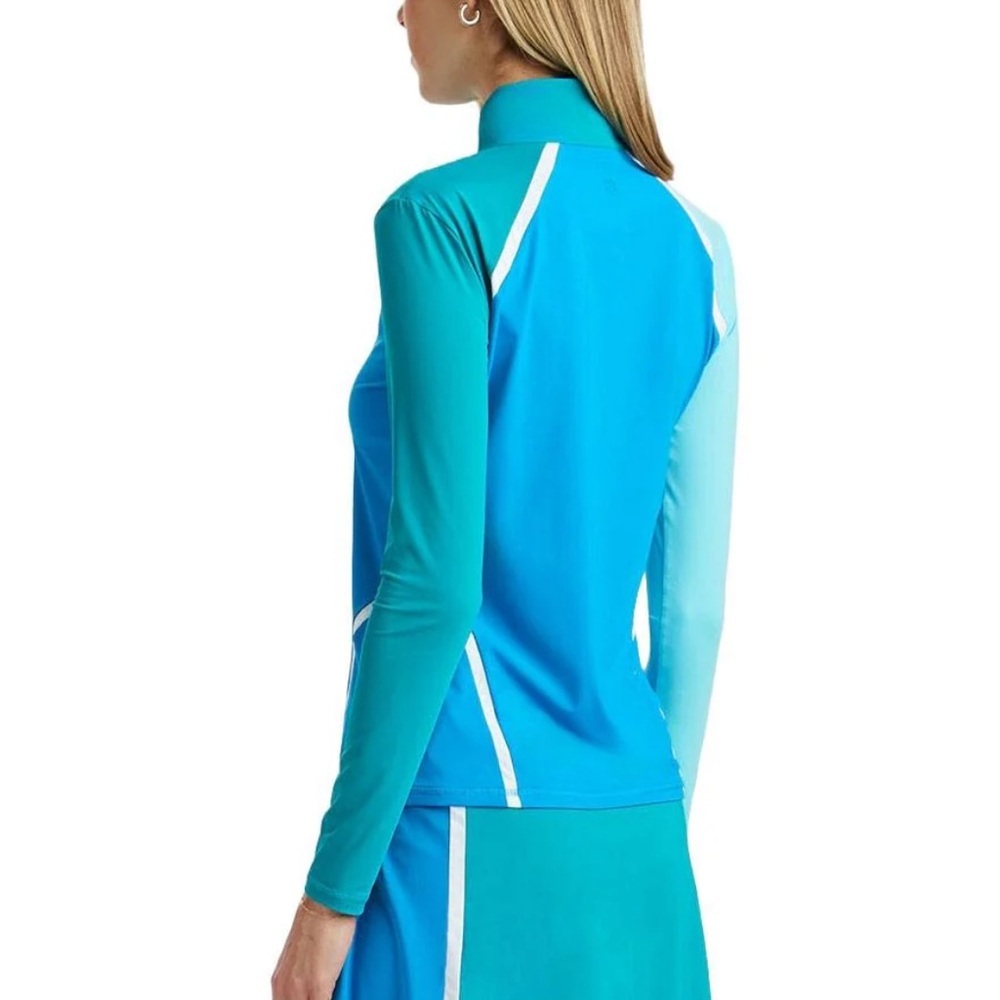 G/ Fore Color Block Silky Tech 1/4  zip golf tennis pullover Catalina women Sz M - Picture 3 of 11